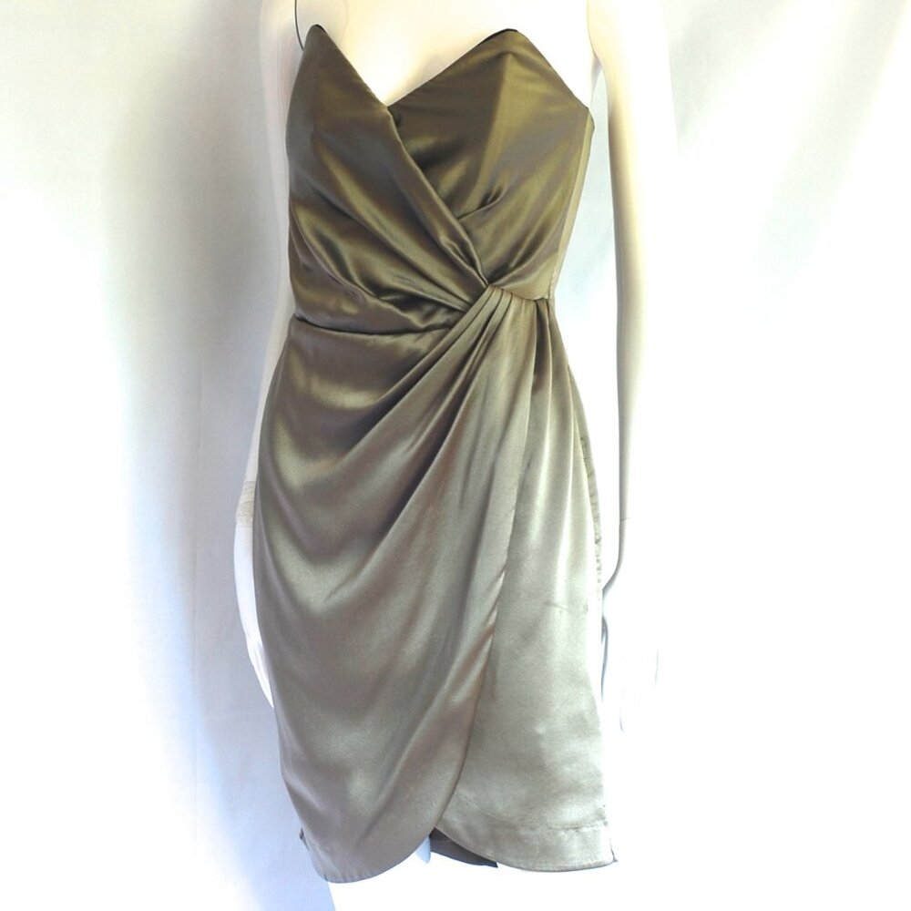 Reiss Silk Mocha Strapless Dress